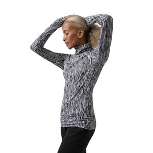 Athleta Turtleneck Black and White Long Sleeve Top
